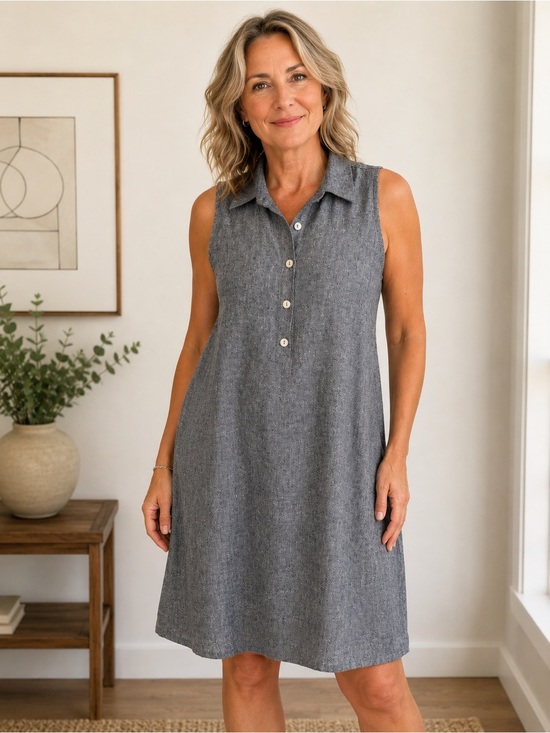 Goddess Gear Dresses & Skirts - Goddess Gear Organic Linen Blend Sleeveless Shirt Dress XL Fits L/14